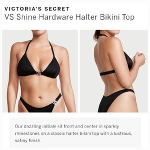 Victoria's secret very sexy VS shine hardware halter bikini swim top LARGE BLACK